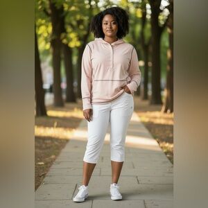 Kate Lord Performance Pink 1/4 Snap Hoodie, Size Medium NWOT